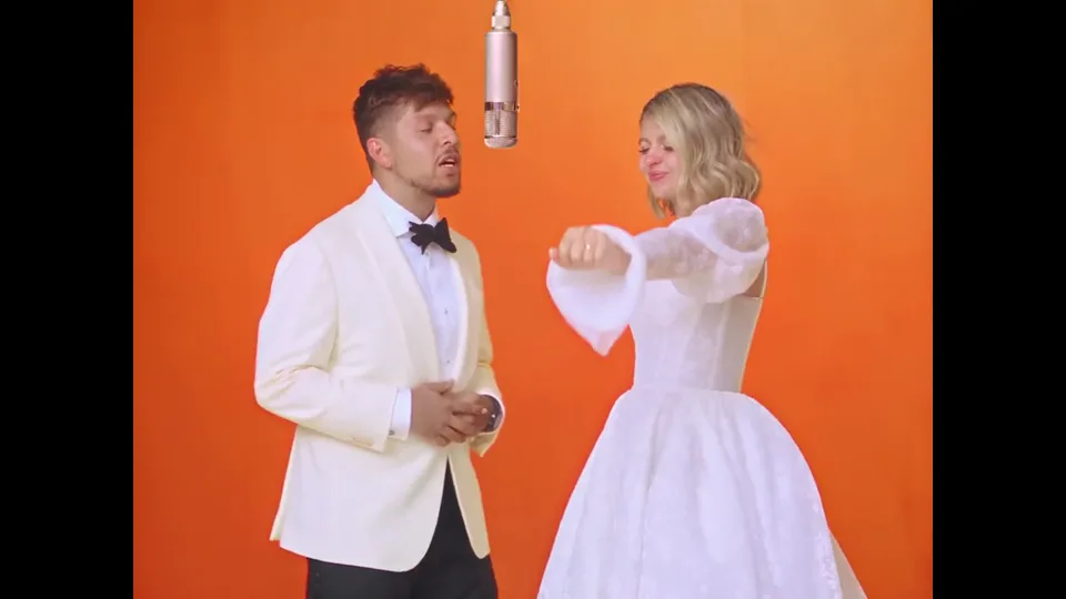 Wedding Day Duo: two performers in the orange studio